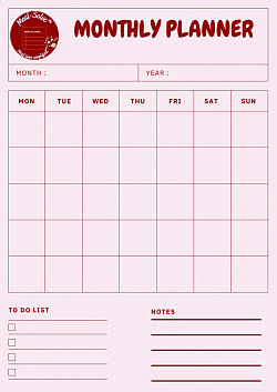 Monthly planner printable